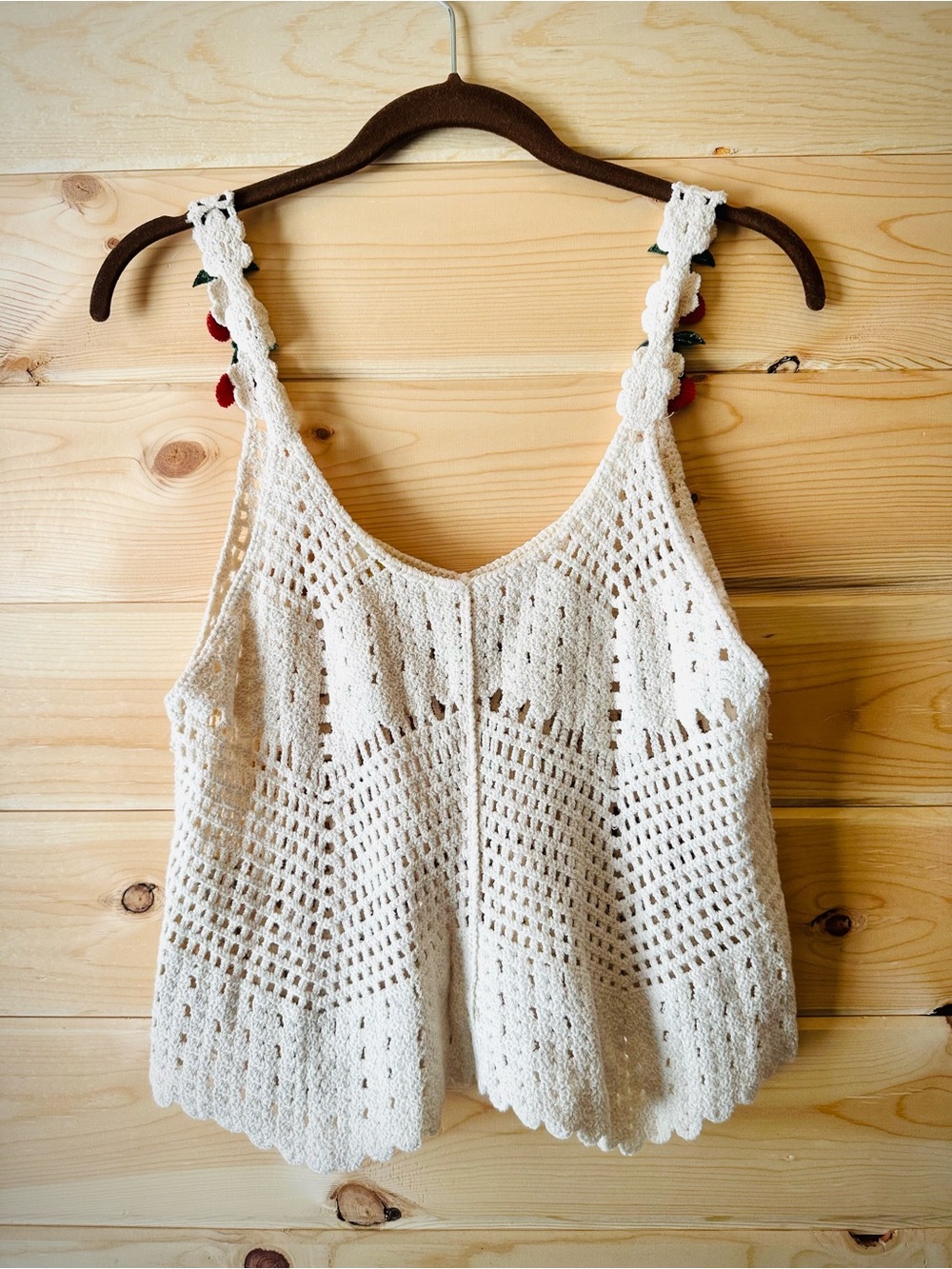 Rebellion Again Cherry Crochet Cami Tank Top Coquette Cottagecore Small - Picture 4 of 9